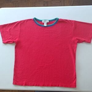 Vintage Robert Scott Ltd Vibrant Red Tee With Blue & Green Trim Size L